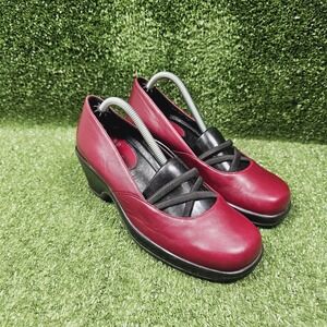 Dansko Mary Jane Burgendy Leather Heeled Comfort Slip On Shoes‎ Womens 37